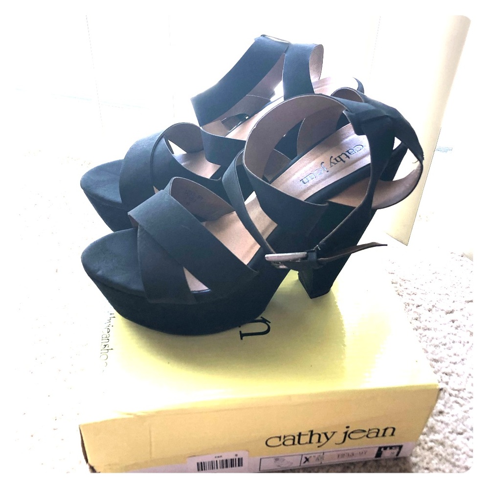 Cathy Jean black strappy heels